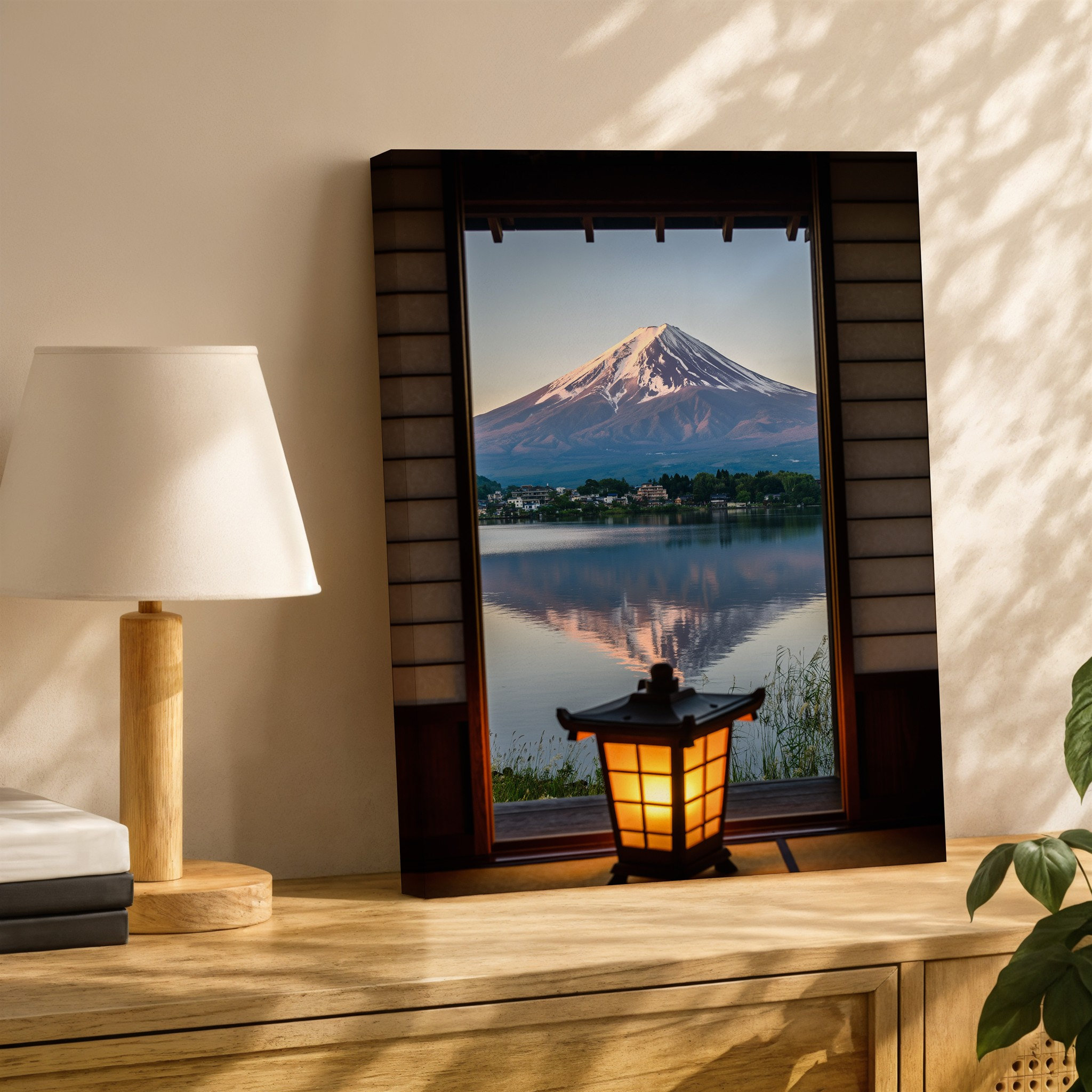富士山 リトグラフ 47/80 Shunji Matsumoto Winston Porter Canvas A Serene View Framed By A Traditional